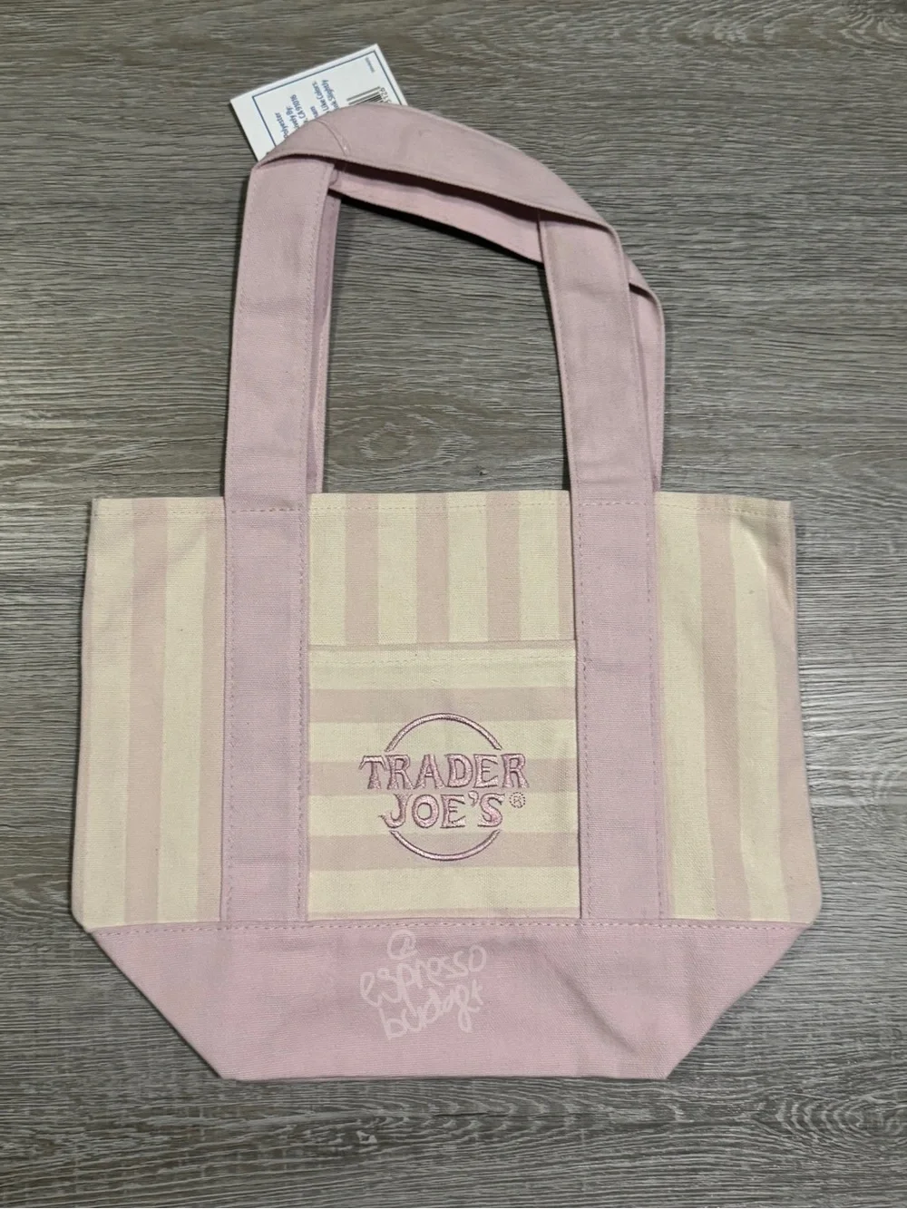 Trader Joe's Set of 12 Mini Tote Bag - Pastel Stripe (Mint, Pink, Blue, Beige) - Picture 4 of 5